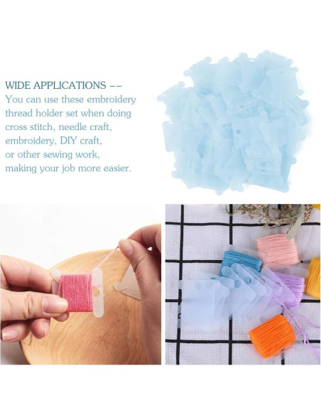 100 Bobinas de Hilo de Plástico Azul LOKUNN para Bordado DIY