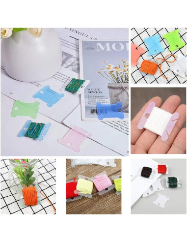 100 Bobinas de Hilo de Plástico Azul LOKUNN para Bordado DIY