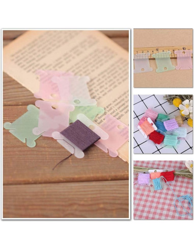 100 Bobinas de Hilo de Plástico Azul LOKUNN para Bordado DIY