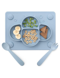 Plato de Silicona con Ventosas ROCCED para Bebés - Azul