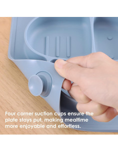 Plato de Silicona con Ventosas ROCCED para Bebés - Azul 2