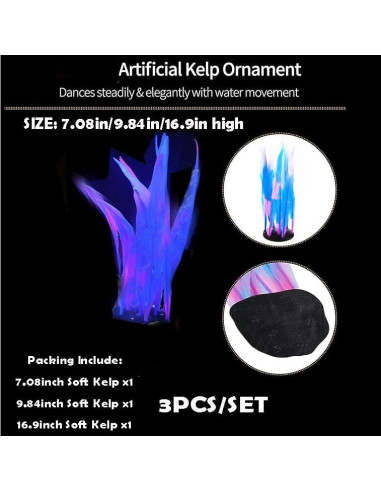 Juego de 3 Plantas de Acuario de Silicona REIRQIE - 18cm, 25cm, 43cm