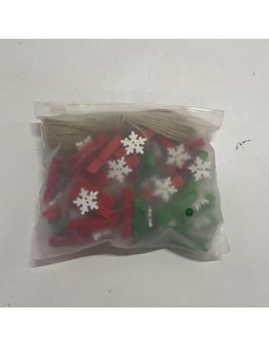 Clips de Navidad Souarts 50 Piezas Copo de Nieve Madera