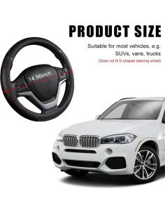 Funda de Volante de Coche Povtii Antideslizante 38.1 cm Negro 2