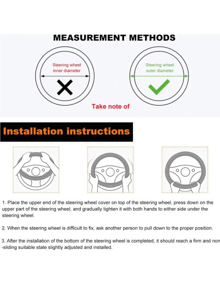 Funda de Volante de Coche Povtii Antideslizante 38.1 cm Negro