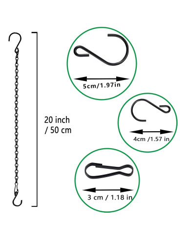 Cadena Colgante RIFNY 50 cm Negra para Plantas y Decoraciones