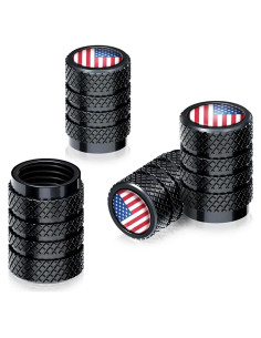 Tapas de Válvula de Neumático VAMOSEEHI 4 Pcs Metal Negro