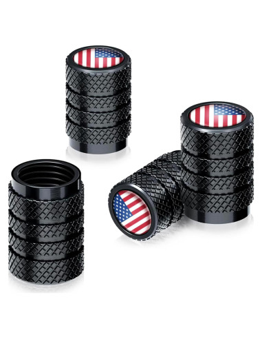 Tapas de Válvula de Neumático VAMOSEEHI 4 Pcs Metal Negro