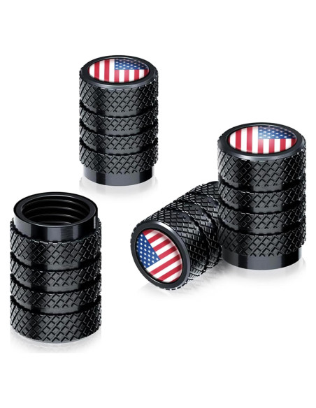 Tapas de Válvula de Neumático VAMOSEEHI 4 Pcs Metal Negro