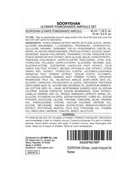 Conjunto Ampoule Granada Sooryehan 55 ml - Elasticidad y Tono Piel