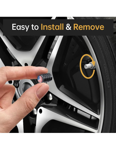 Tapas de Válvula de Neumático VAMOSEEHI 4 Pcs Metal Negro