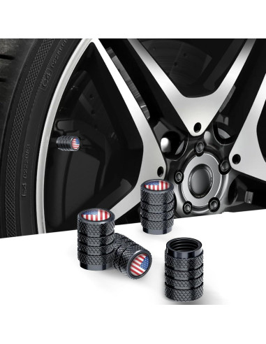 Tapas de Válvula de Neumático VAMOSEEHI 4 Pcs Metal Negro