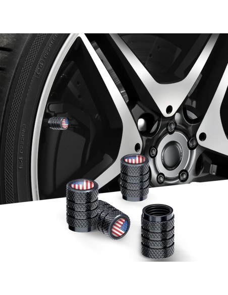 Tapas de Válvula de Neumático VAMOSEEHI 4 Pcs Metal Negro