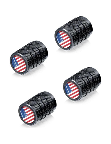 Tapas de Válvula de Neumático VAMOSEEHI 4 Pcs Metal Negro