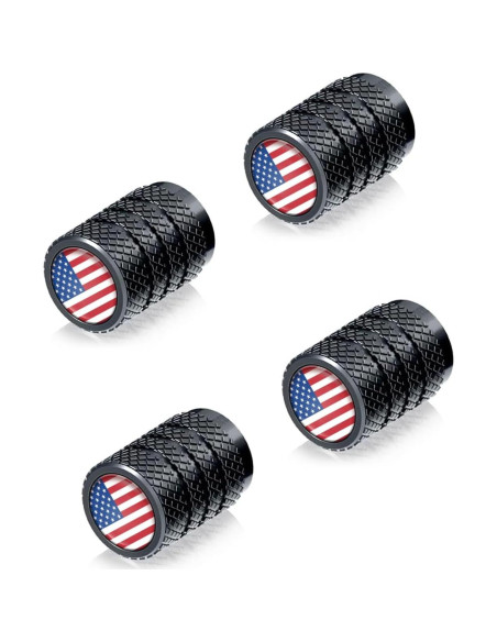Tapas de Válvula de Neumático VAMOSEEHI 4 Pcs Metal Negro