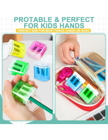 60 Sacapuntas Manuales ZIRSENG Doble Orificio Coloridos