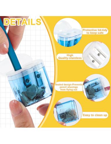 60 Sacapuntas Manuales ZIRSENG Doble Orificio Coloridos