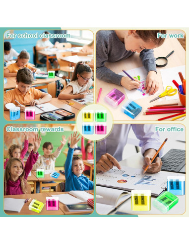 60 Sacapuntas Manuales ZIRSENG Doble Orificio Coloridos