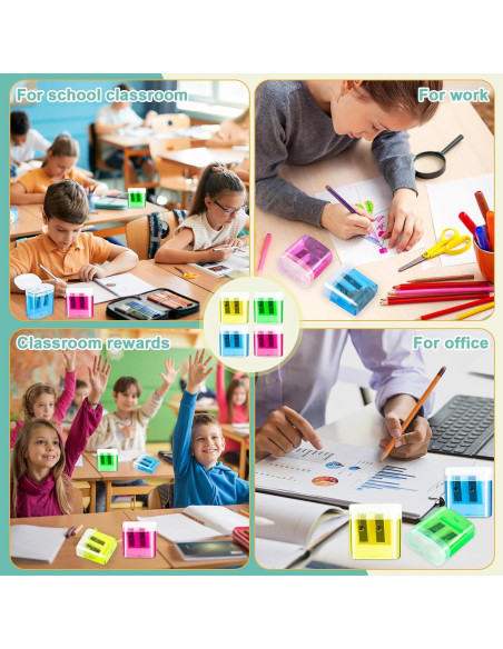 60 Sacapuntas Manuales ZIRSENG Doble Orificio Coloridos