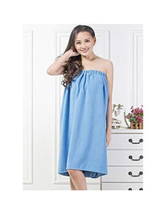 Conjunto de Bata de Microfibra Queena con Turbante Azul 150x90cm 2
