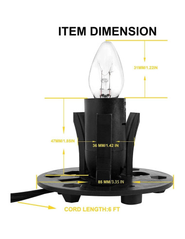 Cable de Reemplazo para Lámpara de Sal Venforze E12 5 pies