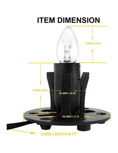 Cable de Reemplazo para Lámpara de Sal Venforze E12 5 pies