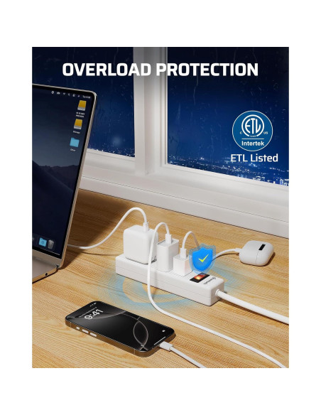 Regleta DEWENWILS 4 Salidas 2FT Montable en Pared 15A 125V