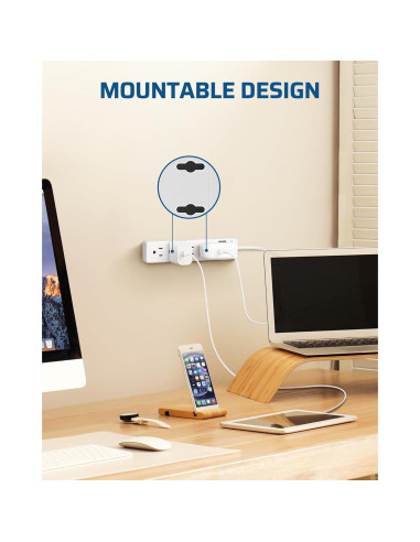 Regleta DEWENWILS 4 Salidas 2FT Montable en Pared 15A 125V