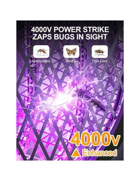 Raqueta eléctrica para moscas WOCVRYY DWP 4000V 1800mAh plegable