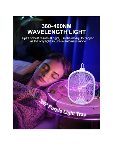 Raqueta eléctrica para moscas WOCVRYY DWP 4000V 1800mAh plegable