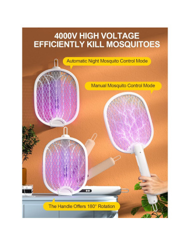 Raqueta eléctrica para moscas WOCVRYY DWP 4000V 1800mAh plegable