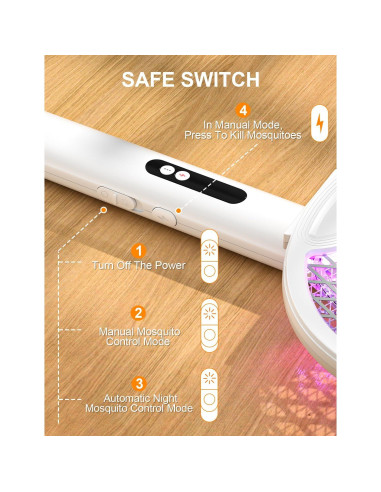 Raqueta eléctrica para moscas WOCVRYY DWP 4000V 1800mAh plegable