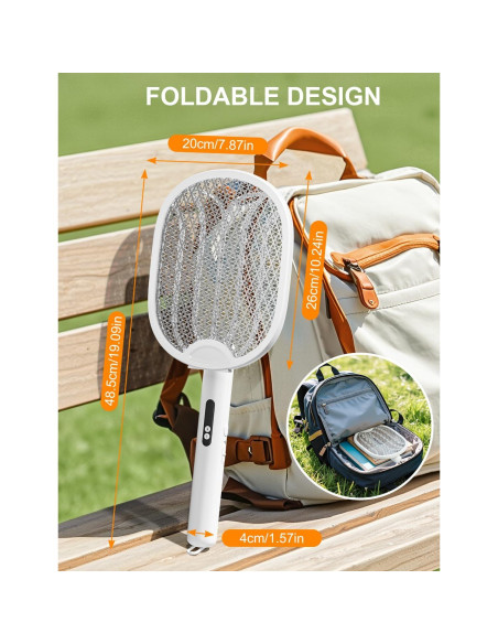 Raqueta eléctrica para moscas WOCVRYY DWP 4000V 1800mAh plegable