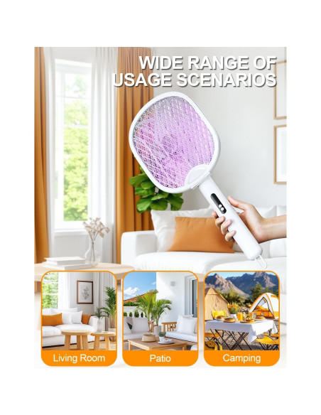 Raqueta eléctrica para moscas WOCVRYY DWP 4000V 1800mAh plegable