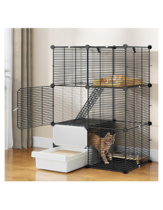 Jaula para Gatos de 3 Niveles YITAHOME con Caja de Arena