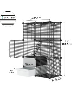 Jaula para Gatos de 3 Niveles YITAHOME con Caja de Arena 2
