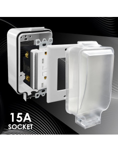 Caja de Salida Eléctrica Exterior GFCI 15A IP66 NEMA 5-15 2
