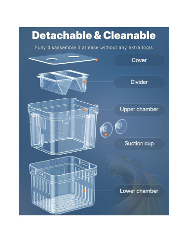 Caja de Cría de Peces Pawfly Pequeña 8.6x7.4x11.4 cm