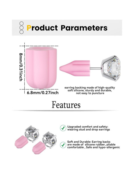 Soportes de Pendientes de Silicona Menglisi 216 Piezas Anti-Pinchazo