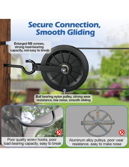 Kit de Tendedero Exterior Fshihine 150 pies Acero Galvanizado