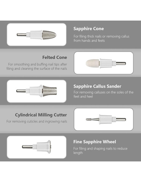 Juego de Manicura y Pedicura SEAMIND - Cortador Eléctrico Inalámbrico 5 Velocidades