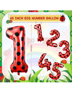 Globo Grande Número 1 Mariquita 101.6 cm Decoración Cumpleaños 2