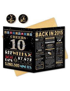 Tarjeta de Cumpleaños 10 años BGTCARDS Oro 25.4x20.3cm