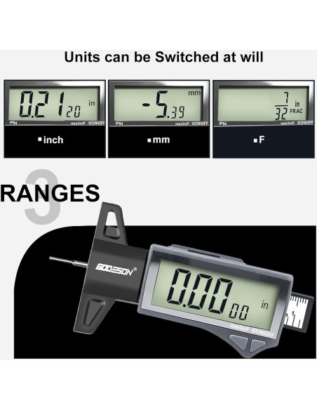 Medidor Digital de Profundidad de Banda de Rodadura GODESON IP54