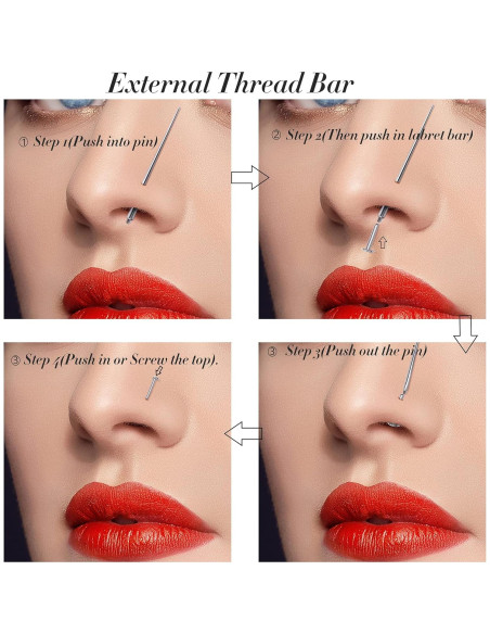 Kit de Perforación de Cuerpo Besteel 3 Pcs Acero Quirúrgico 14G 16G 18G