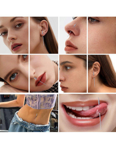 Kit de Perforación de Cuerpo Besteel 3 Pcs Acero Quirúrgico 14G 16G 18G