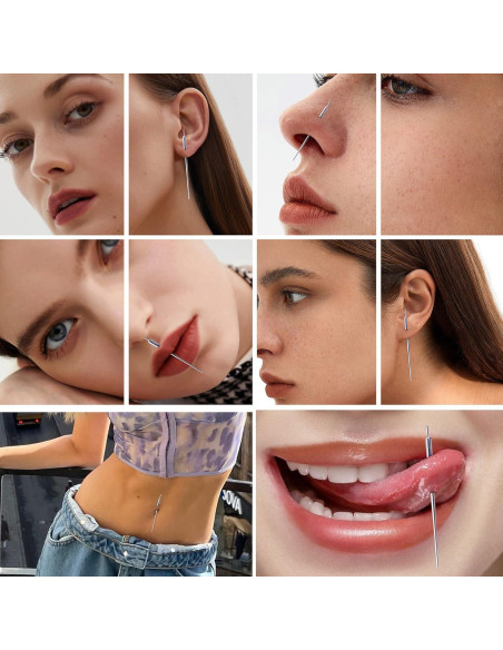 Kit de Perforación de Cuerpo Besteel 3 Pcs Acero Quirúrgico 14G 16G 18G