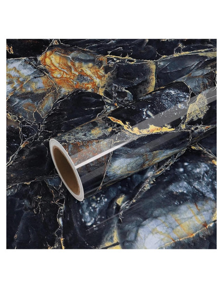 Papel Contacto de Mármol Azul Marino VEELIKE Autoadhesivo 40x300 cm
