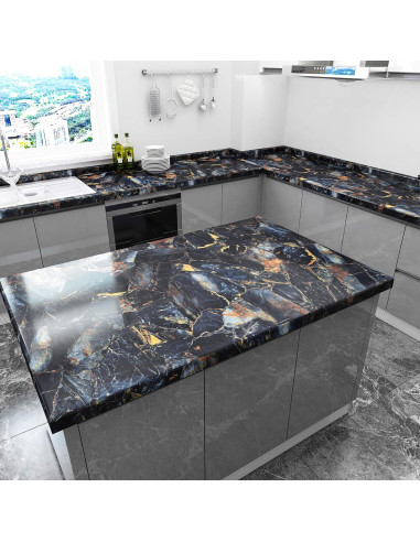 Papel Contacto de Mármol Azul Marino VEELIKE Autoadhesivo 40x300 cm