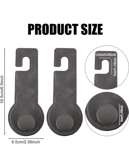 Ganchos para Reposacabezas de Coche PEUTIER 2 Piezas Gris